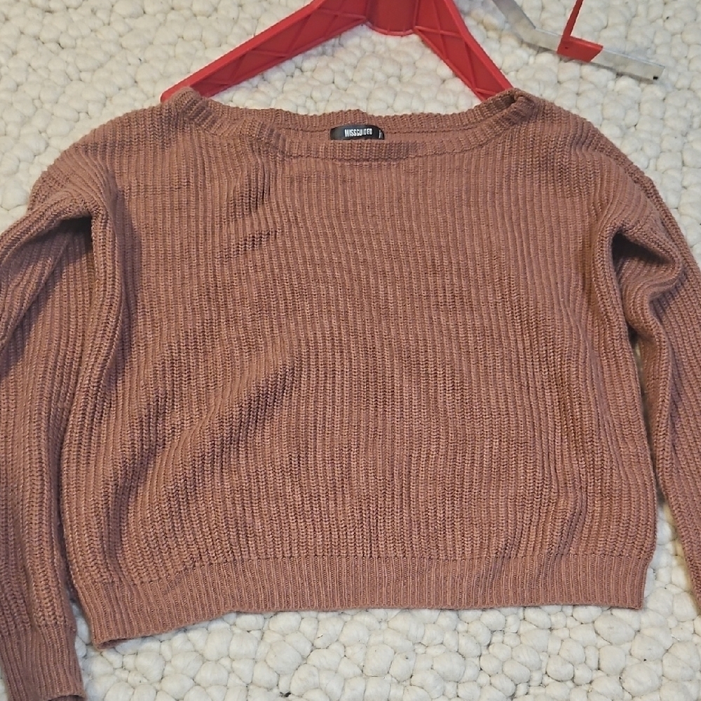Missguided Women's Brown Ribbed Crew Neck Sweater